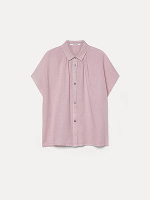 Short sleeve shirt in cotton and linen flame gauze