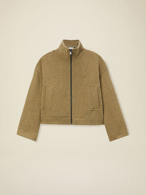 Zipped jacket in wool-blend cloth