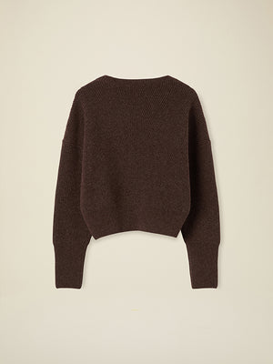 Crewneck sweater in English ribbed merino wool