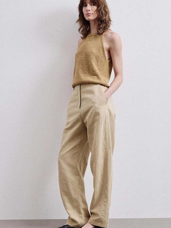 Cotton and linen twill trousers