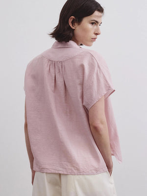 Short sleeve shirt in cotton and linen flame gauze