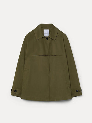 Short trench coat in cotton drill