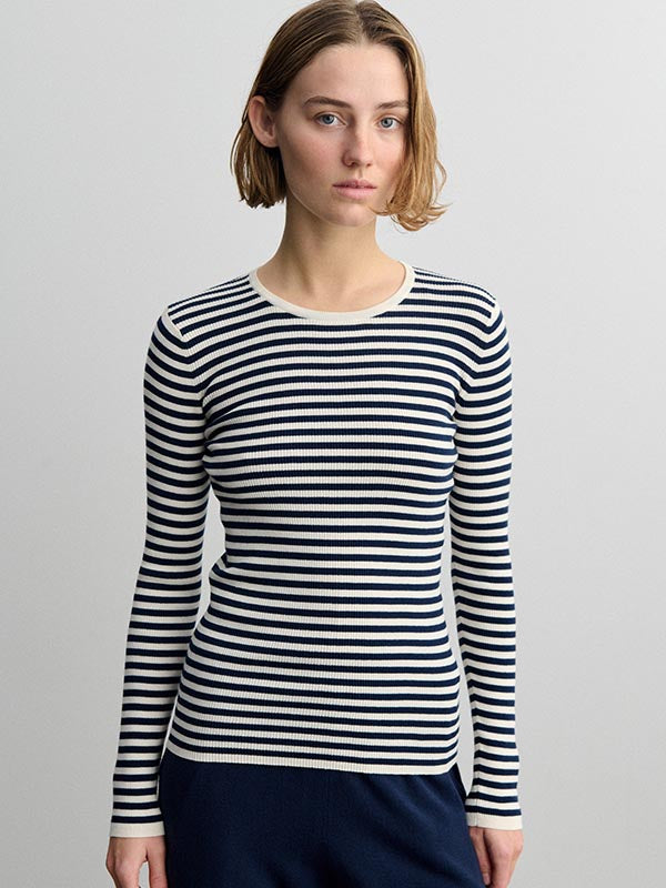 striped rib blouse