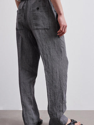 Pied-de-poule linen trousers