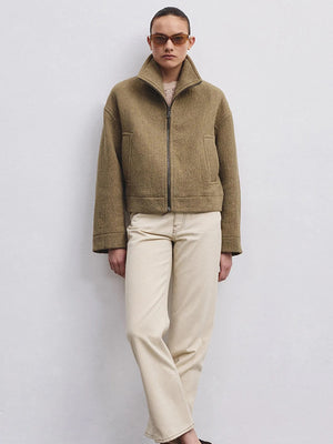 Zipped jacket in wool-blend cloth