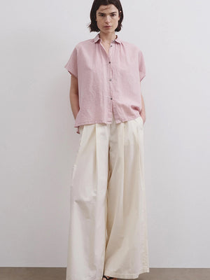 Short sleeve shirt in cotton and linen flame gauze