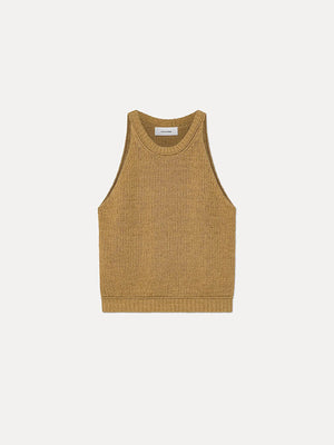 Cotton and linen knit tank top - Green