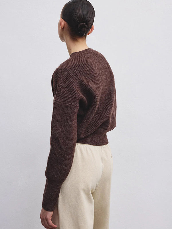 Crewneck sweater in English ribbed merino wool